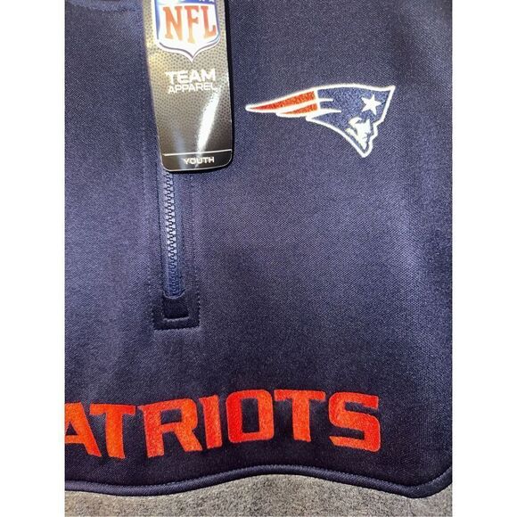 NFL Team Apparel New England Patriots 1/4 Zip Performance Hoodie Youth Size L La - Picture 2 of 5